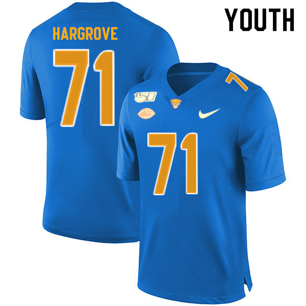 2019 Youth #71 Bryce Hargrove Pitt Panthers College Football Jerseys Sale-Royal